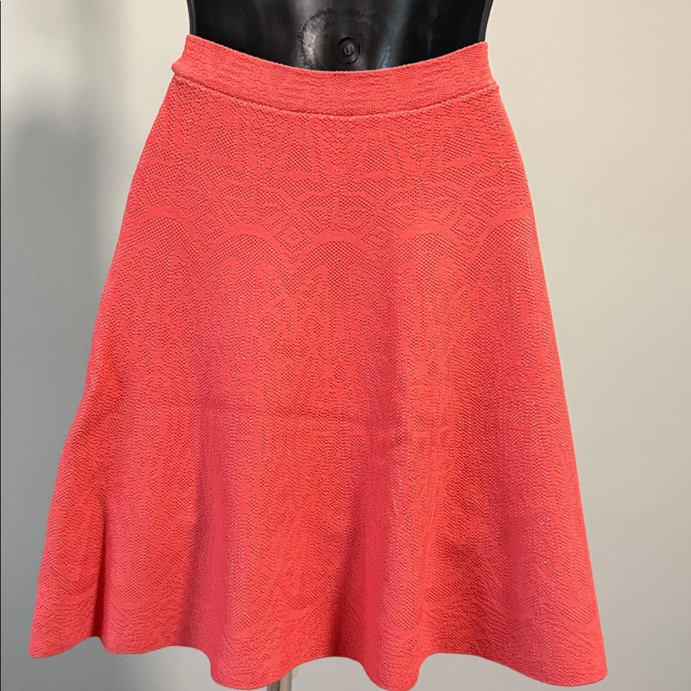 BCBGMAXAZRIA Queeny Coral Jacquard A-Line Skirt Womens Small Stretch Flare Mini - Picture 7 of 16